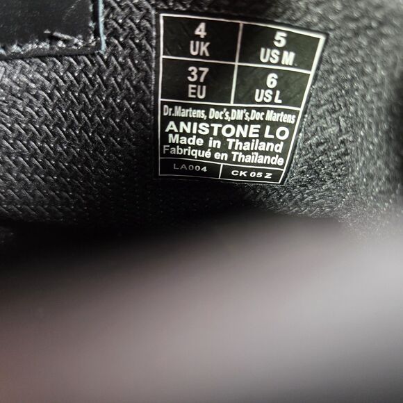 NEW Dr Martens Anistone Lo Black Leather Biker Boots Womens Size 6 Mens 5 LA004 - Picture 5 of 6
